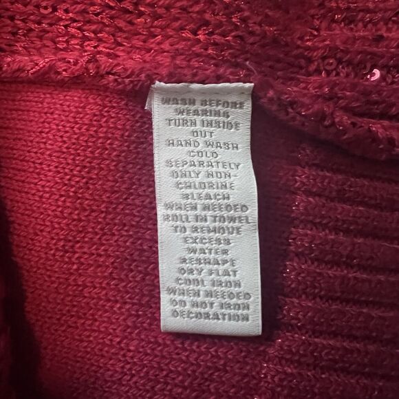 Holiday Sweater Charter Club Size XL Red Sequins Sparkles Christmas New Year's - Picture 11 of 13